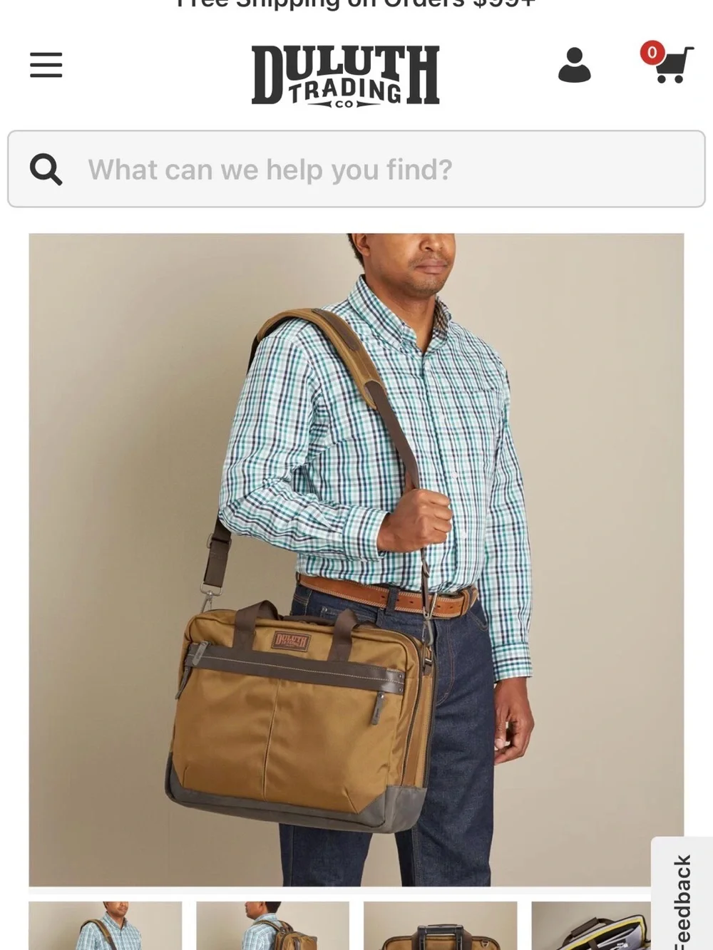 Duluth Trading Co CargoBold Beefcase Messenger Bag NWOT Retails for $165+